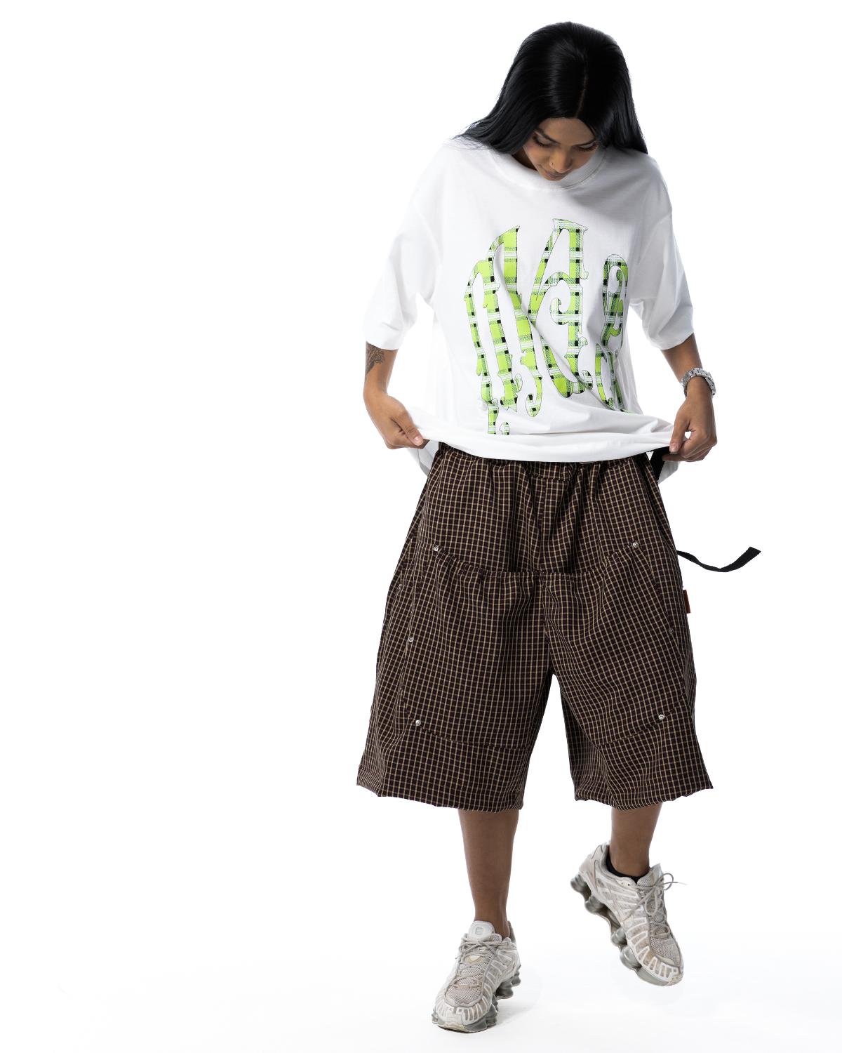 CAMISETA XADREZ VERDE (OFF WHITE)