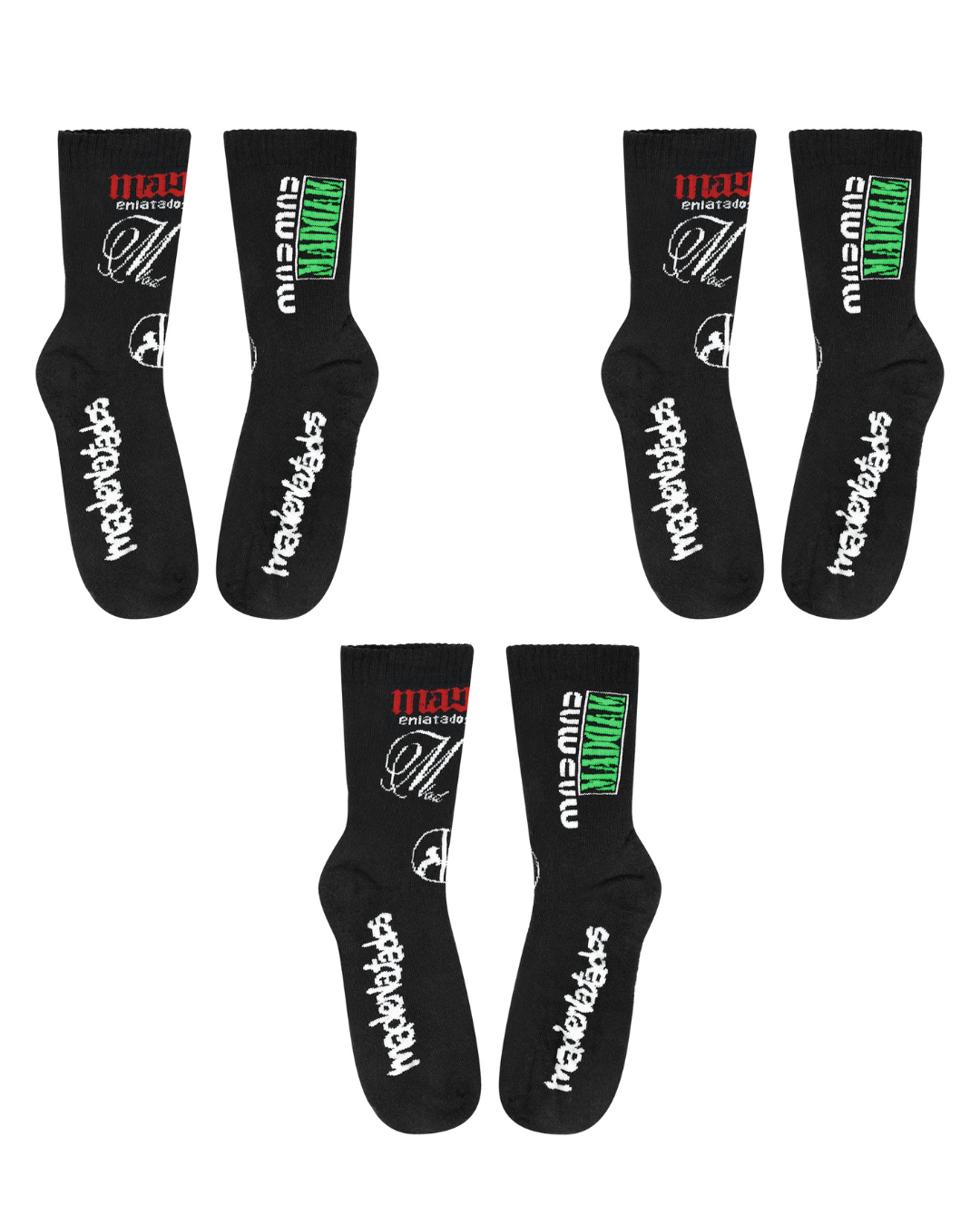 PACK 3 PARES DE MEIA MAD ENLATADOS (PRETO)