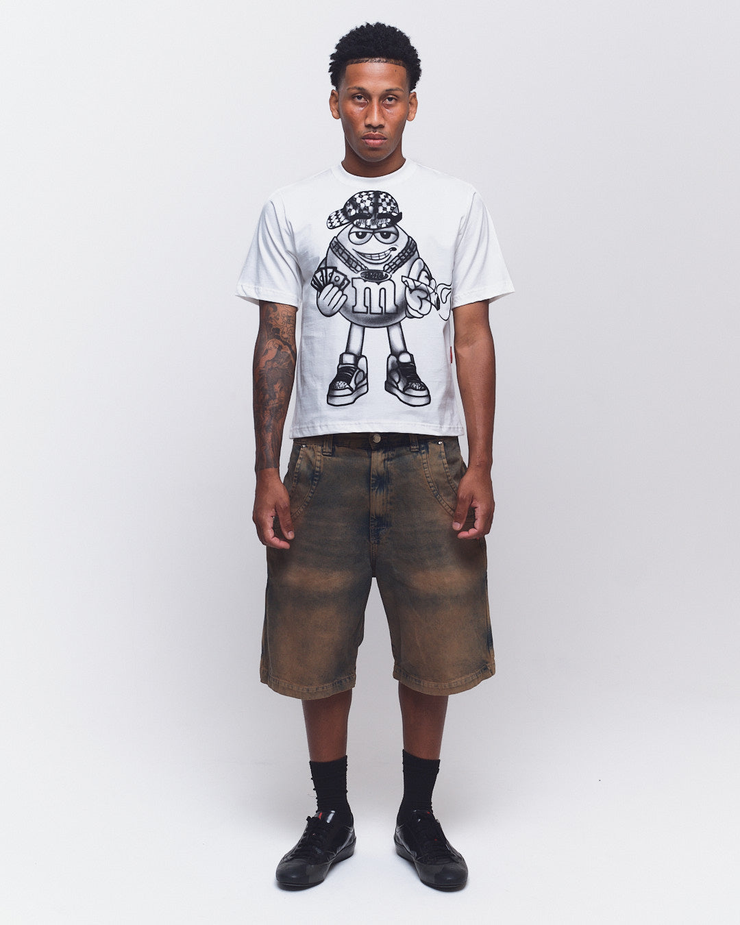 BERMUDA JEANS CURVALÍNEA DOUBLE HAND MARROM