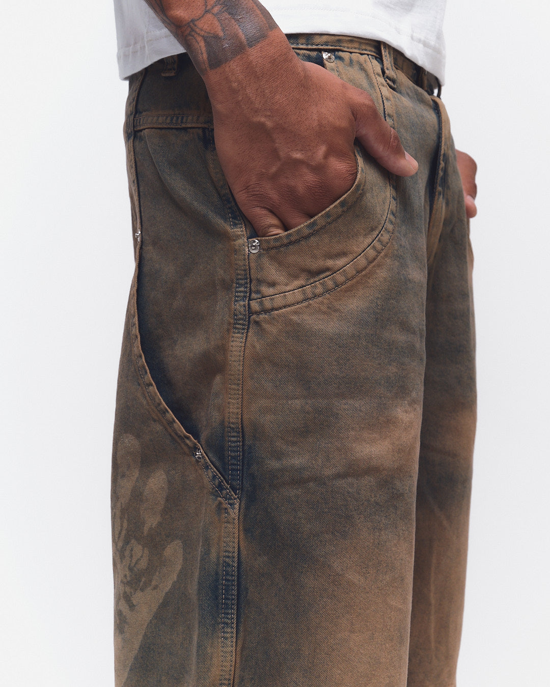 BERMUDA JEANS CURVALÍNEA DOUBLE HAND MARROM