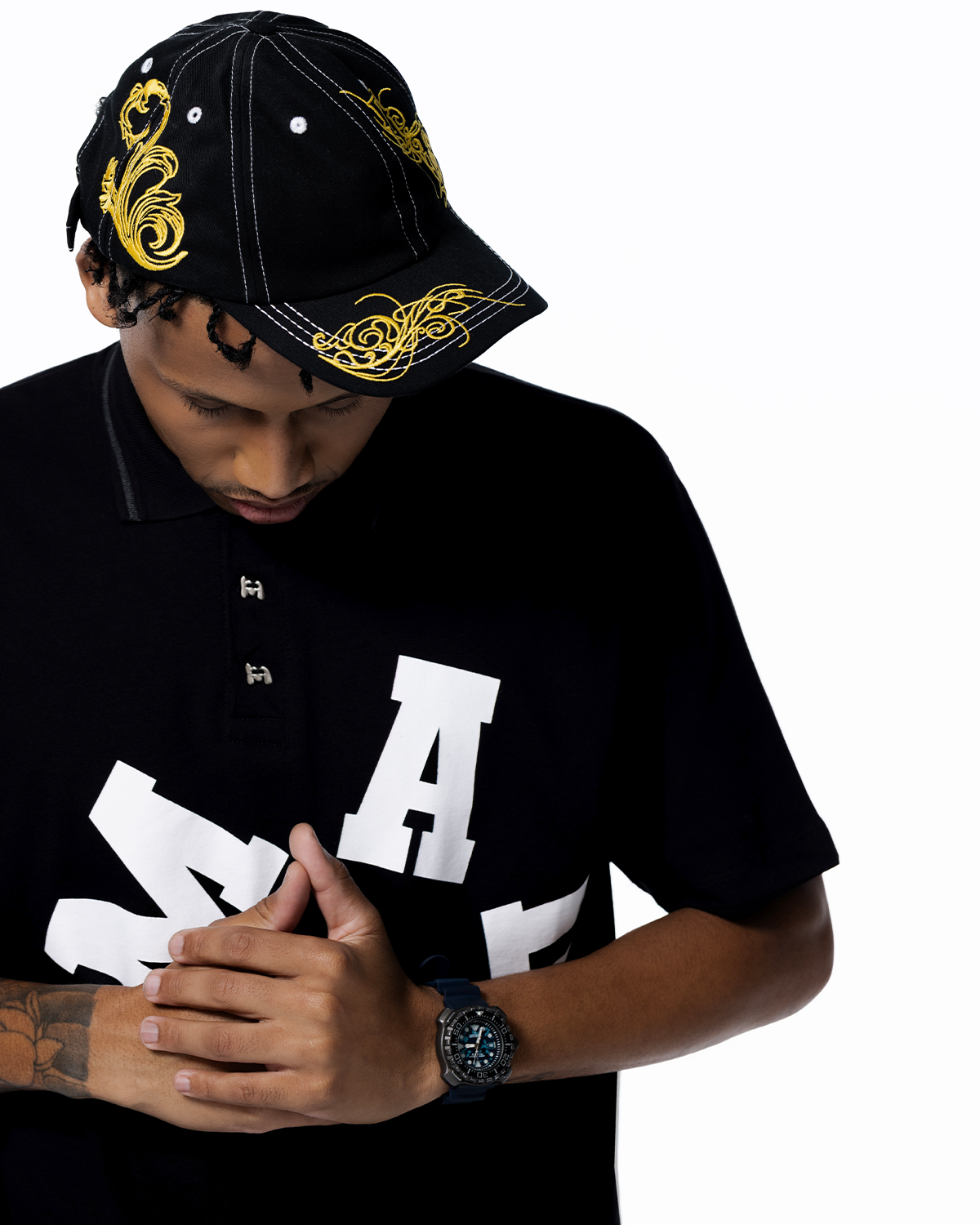 BONÉ BASEBALL - ARABESCO - PRETO / AMARELO