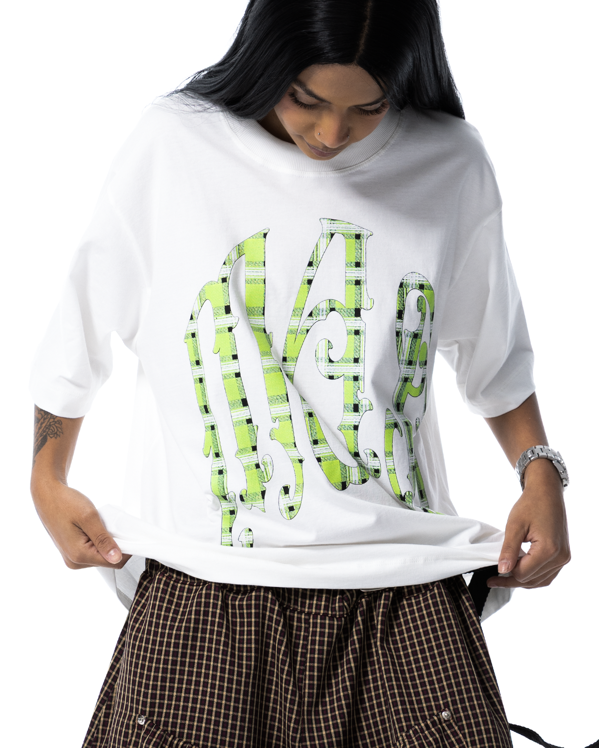 CAMISETA XADREZ VERDE (OFF WHITE)