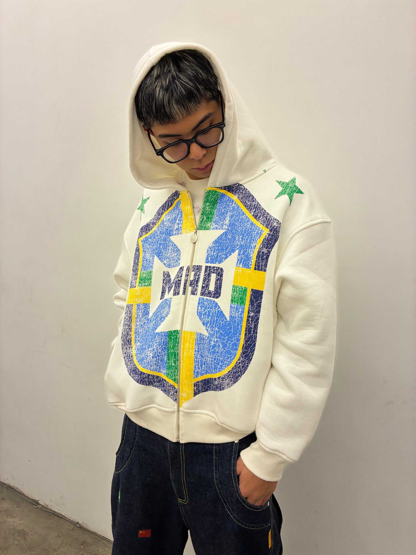 BLUSA MOLETOM FACEZIP - SELEÇÃO (OFF-WHITE)