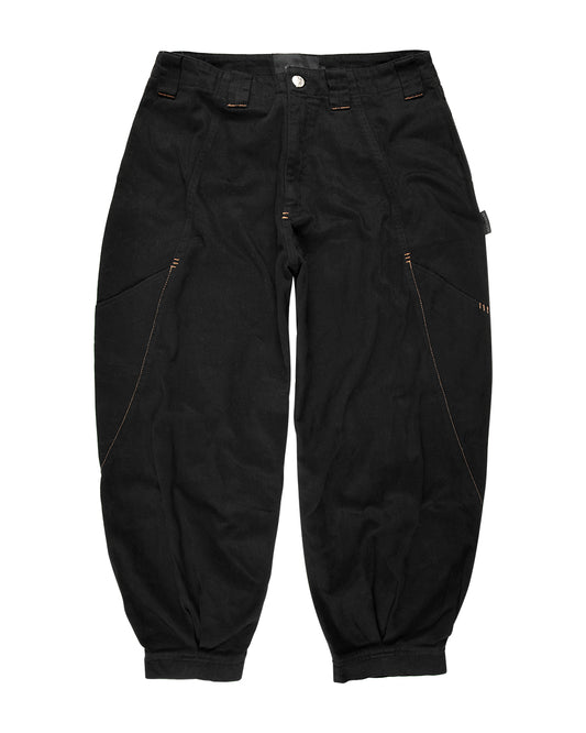 CALÇA BALÃO SARJA TRAVETE LARANJA (PRETO)