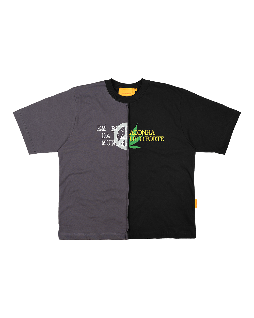 CAMISETA MEIO A MEIO (PRETO/CINZA)