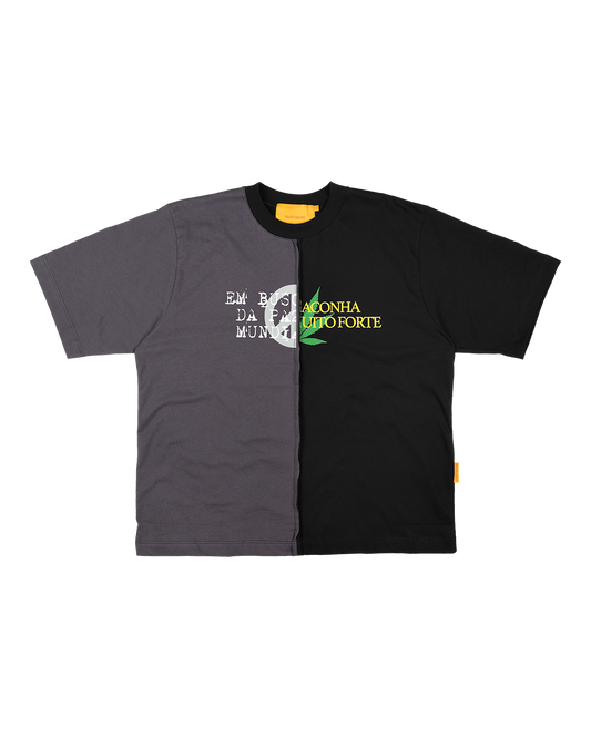 CAMISETA MEIO A MEIO (PRETO/CINZA)